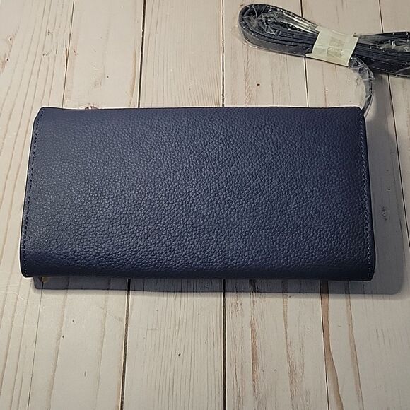 Joy Mangano Convertible Crossbody Wallet Crossbody w/RFID Blue NEW - Picture 6 of 8